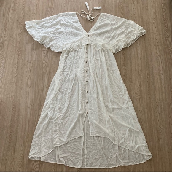 White Wrap Maxi Dress with Bell Sleeves - Picture 2 of 2